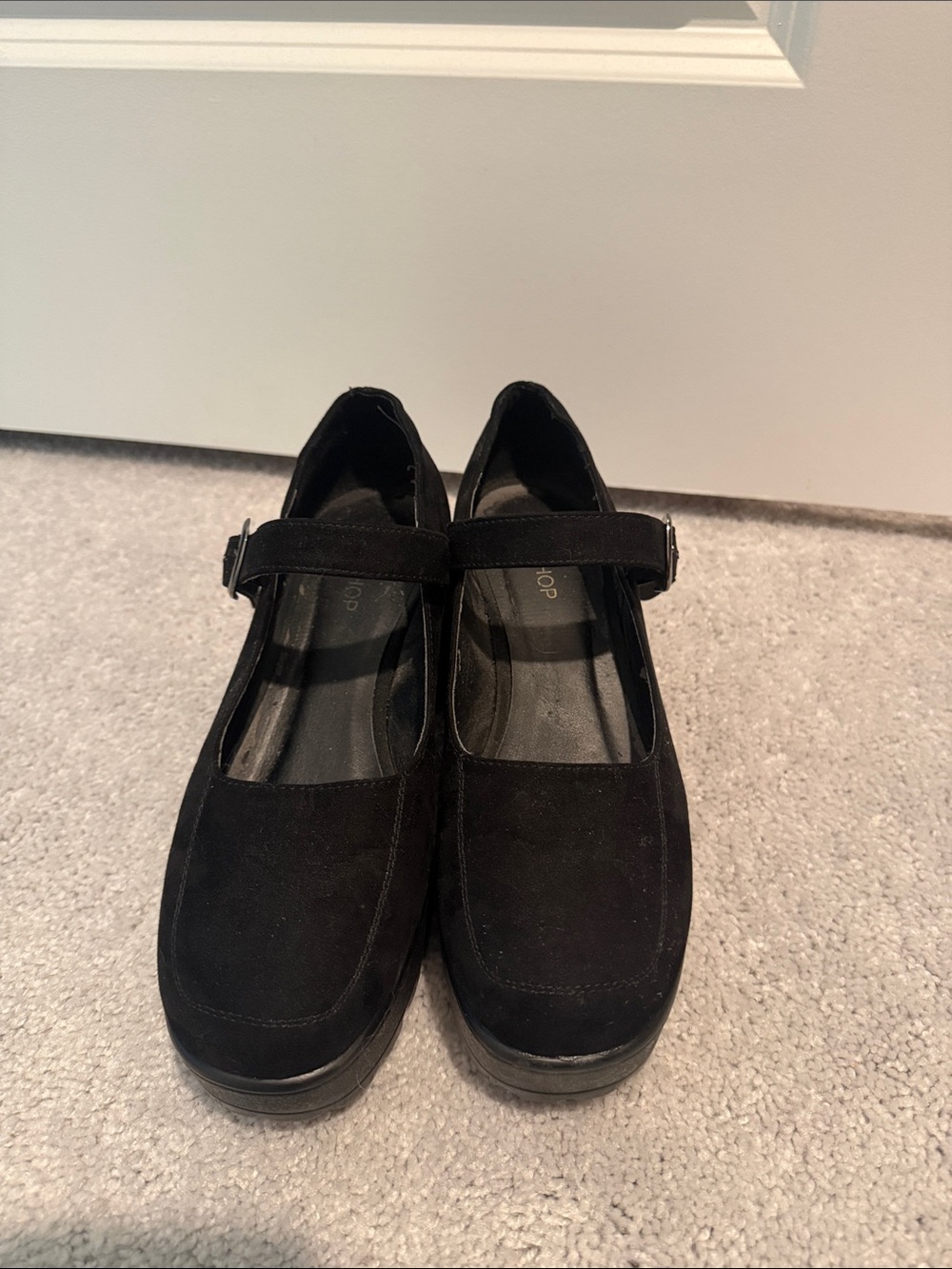 Topshop Black Mary Jane Flats with Buckle Strap